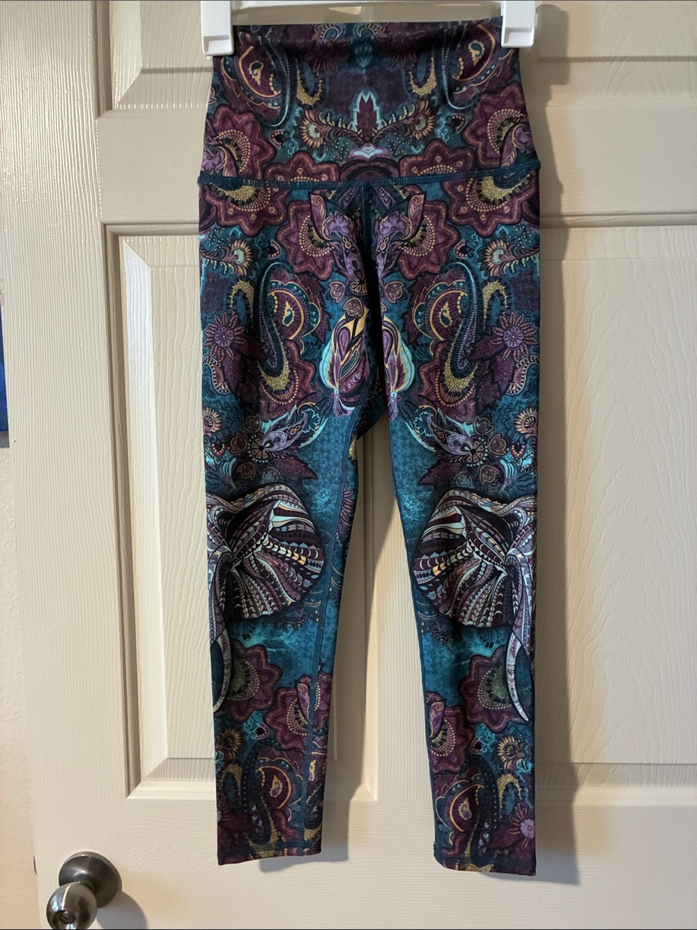Evolution and Creation Teal and Purple Paisley Leggings